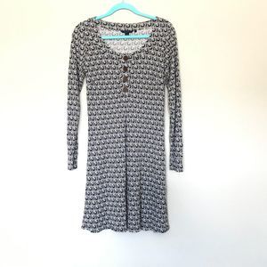 Boden Long Sleeve Knit Button Pattern Dress 12